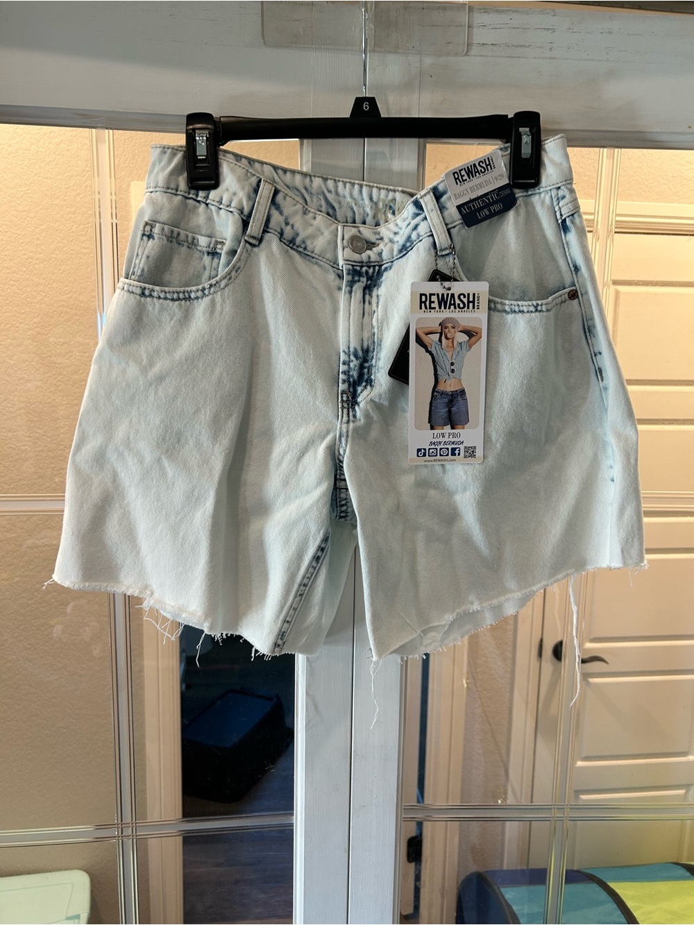 Rewash Acid-Wash Light Blue Denim Cutoff Shorts